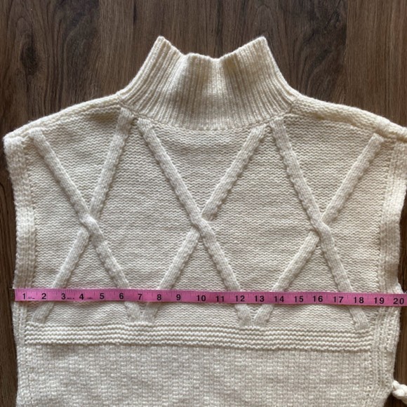 Madewell Side Tie Sweater Vest Cream Turtleneck Cable Knit Boxy Pullover XS - Picture 9 of 10